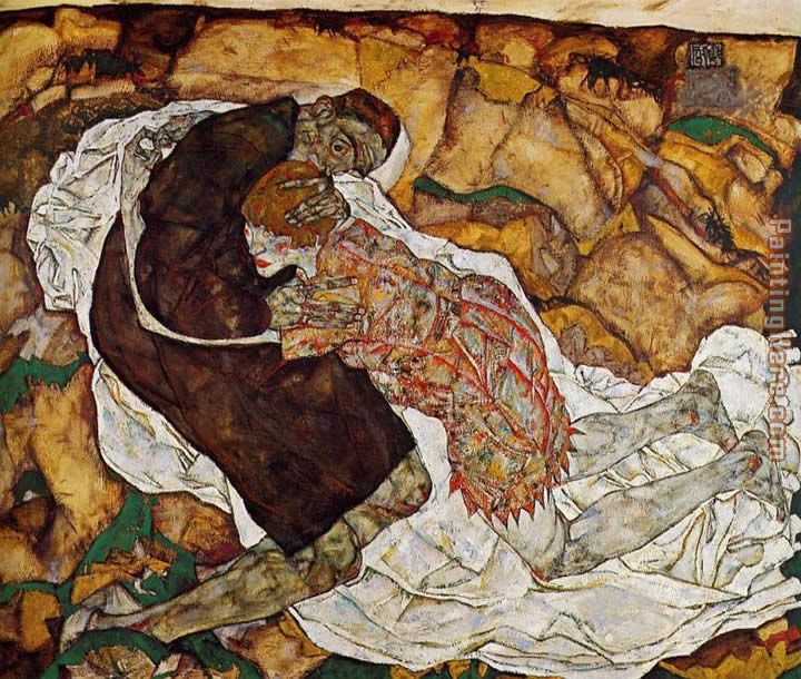 Death and the Maiden painting - Egon Schiele Death and the Maiden art painting